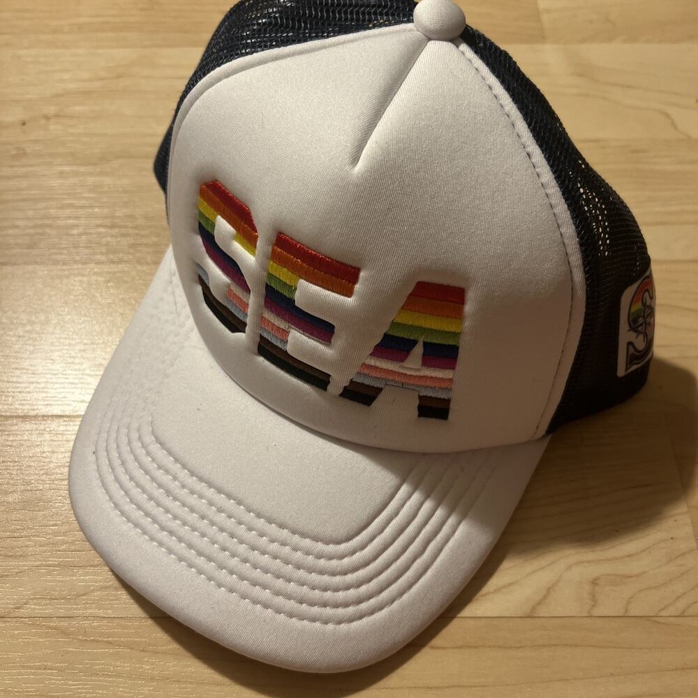 2024 PRIDE Rainbow Seattle Mariners Trucker Hat Snapback SGA 6/1/24 MLB
